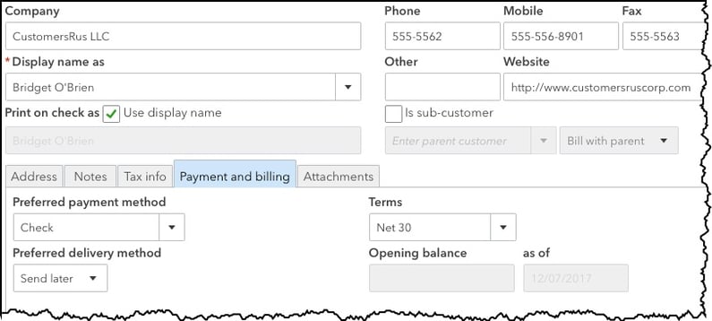 quickbooks customer database