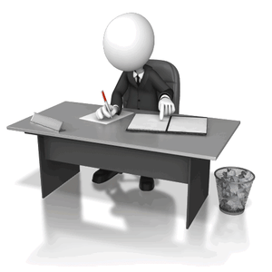 business_figure_writing_drafts_at_desk_animation_14456