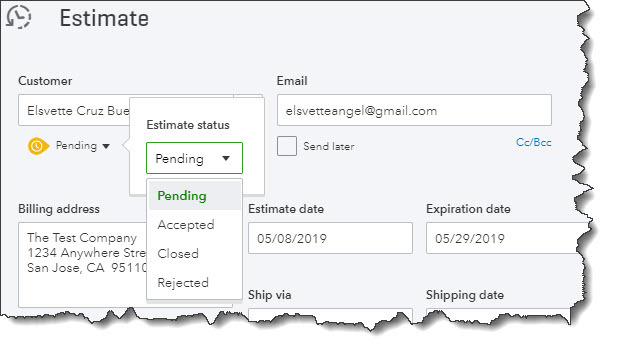 Estimates, Quotes, or Bids in QuickBooks